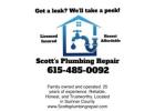 Got a leak? We’ll take a peek! Call Scott’s Plumbing Repair today! 615 485 0092