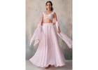 Buy Soft Pink Georgette Embroidered Lehenga Set Online 